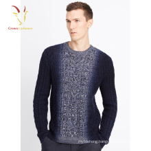 Mens Cashmere Wool Sweater Cable Design Round Neck Pullover Sweater